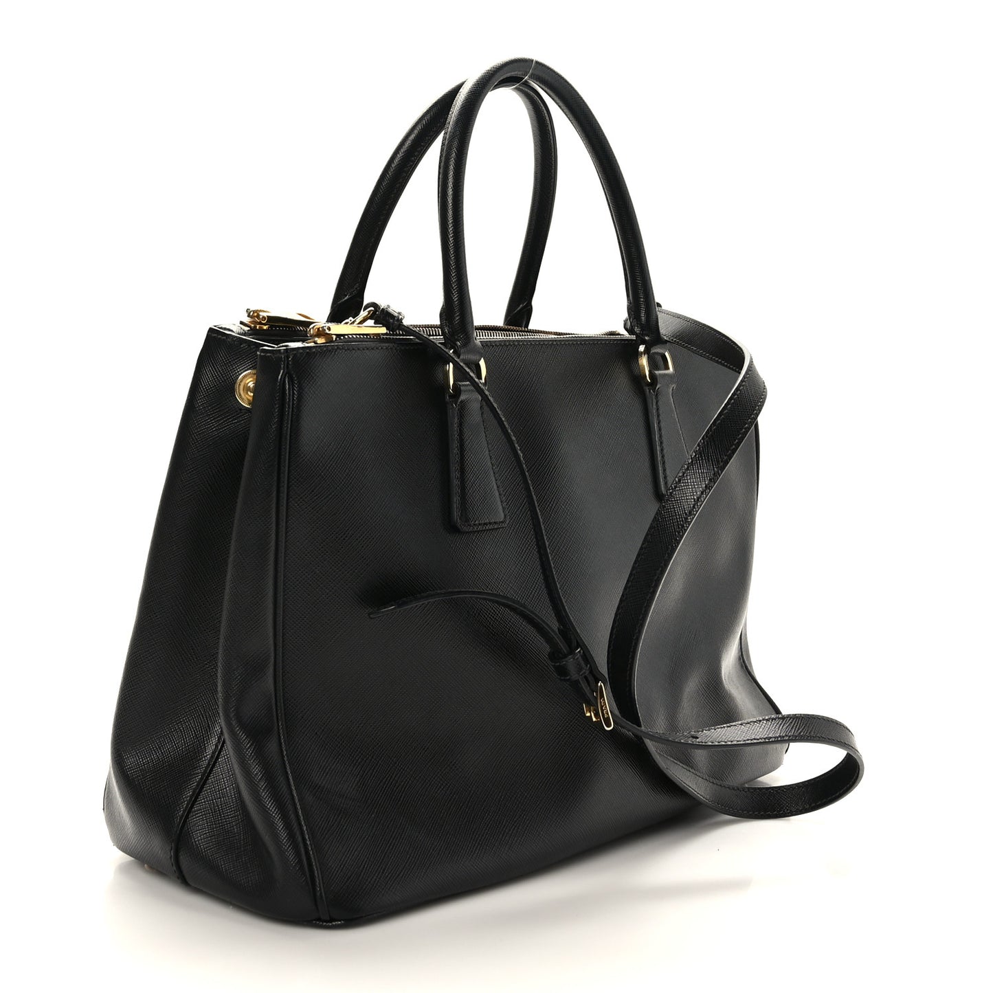 Saffiano Medium Galleria Double Zip Tote Black