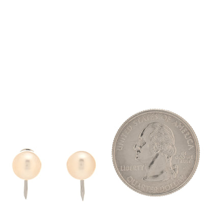 Mikimoto 14K White Gold Akoya Pearl 8mm Screw Back Earrings 2 of 4