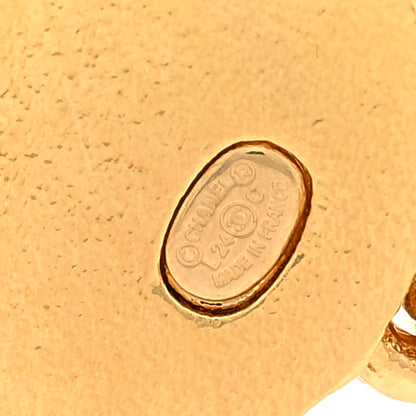 Chanel Metal Resin Disc CC Drop Earrings Gold Pink 4 of 5