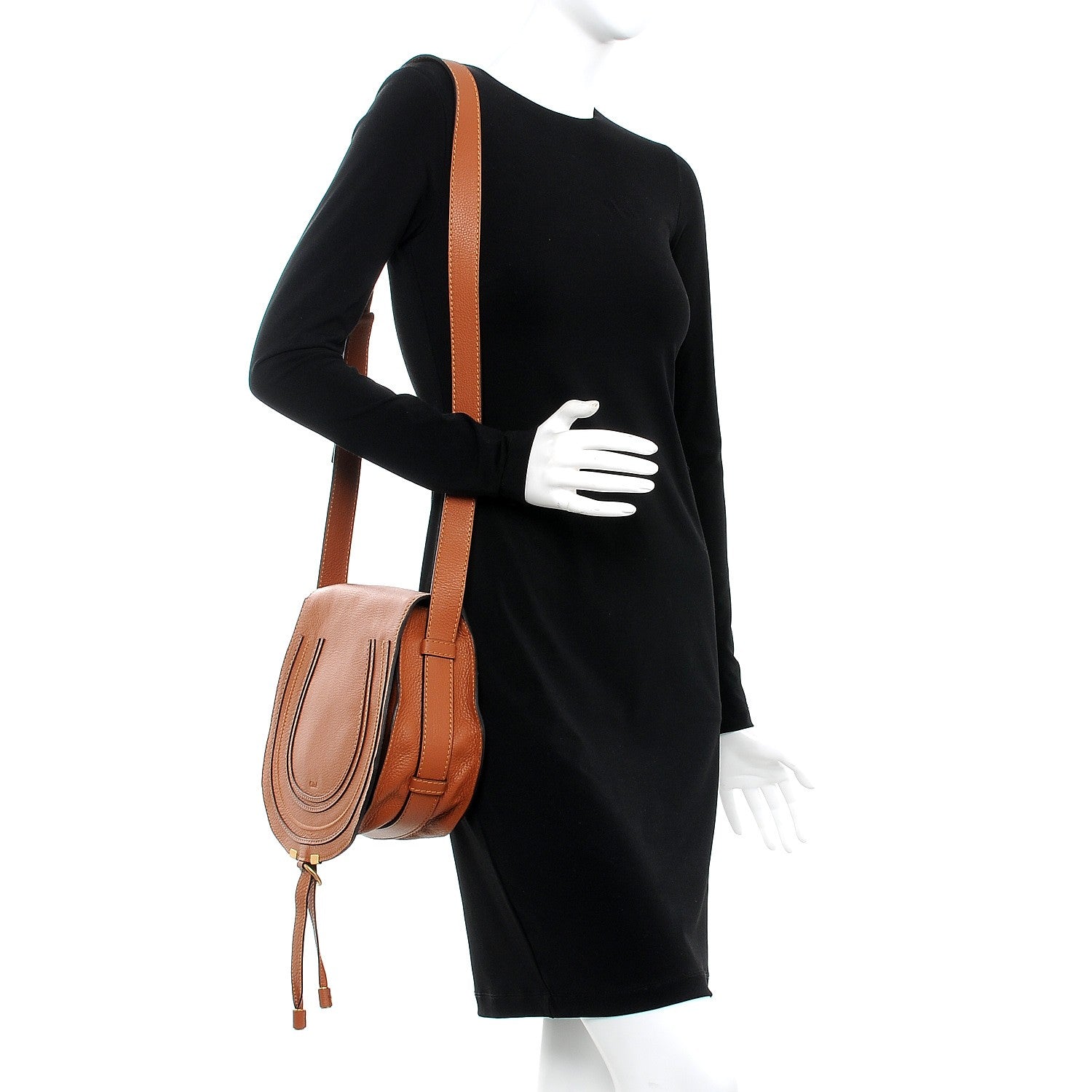 Chloe Calfskin Medium Marcie Round Crossbody Bag Tan 2 of 9