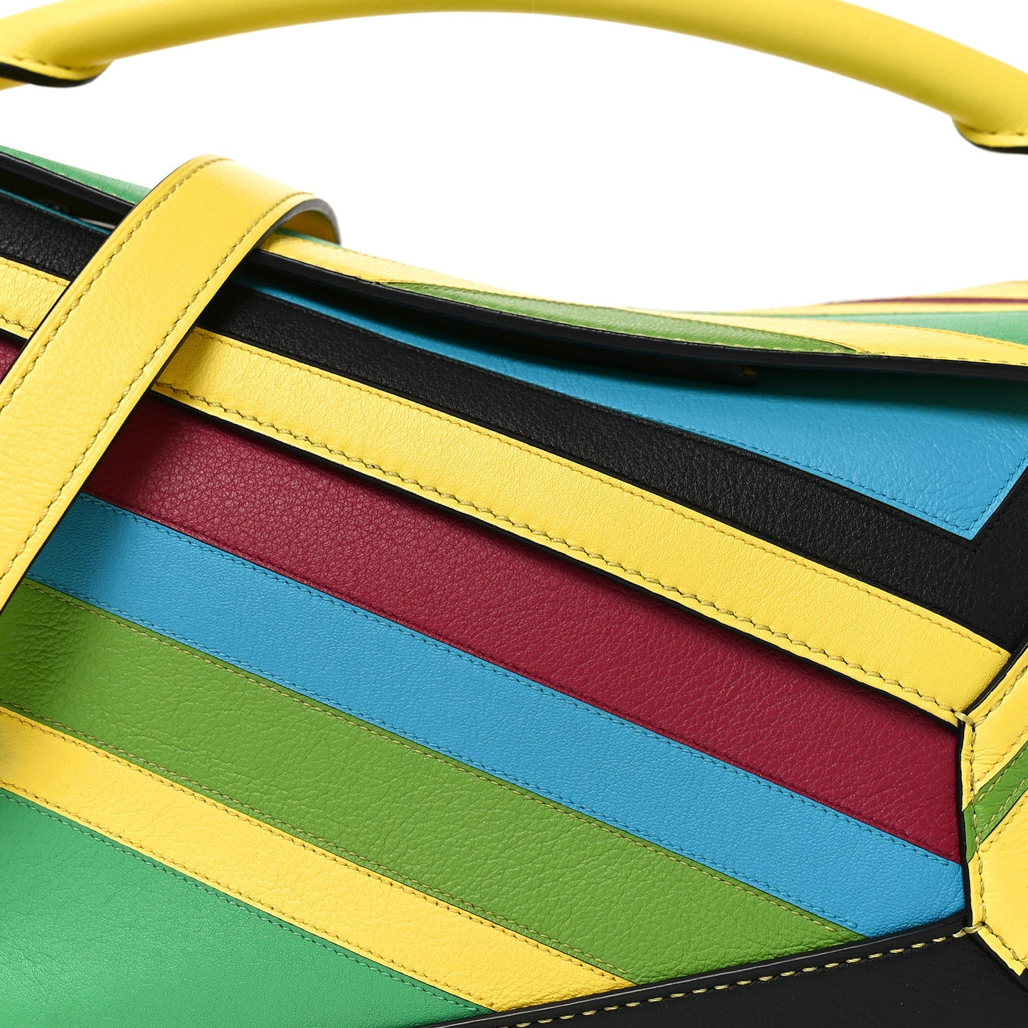 Calfskin Stripe Small Puzzle Edge Bag Multicolor