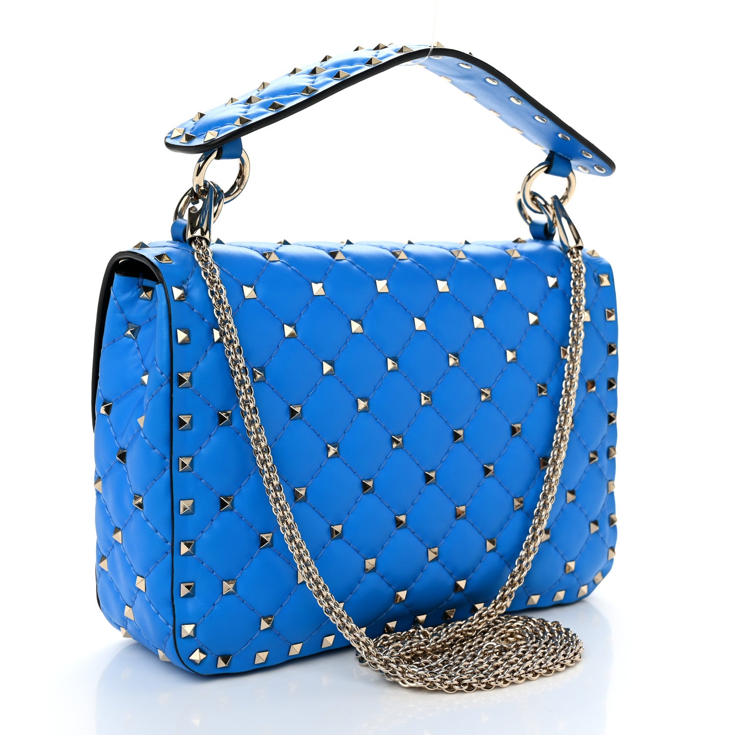Valentino Garavani Nappa Medium Rockstud Spike Shoulder Bag Acid Blue 3 of 11