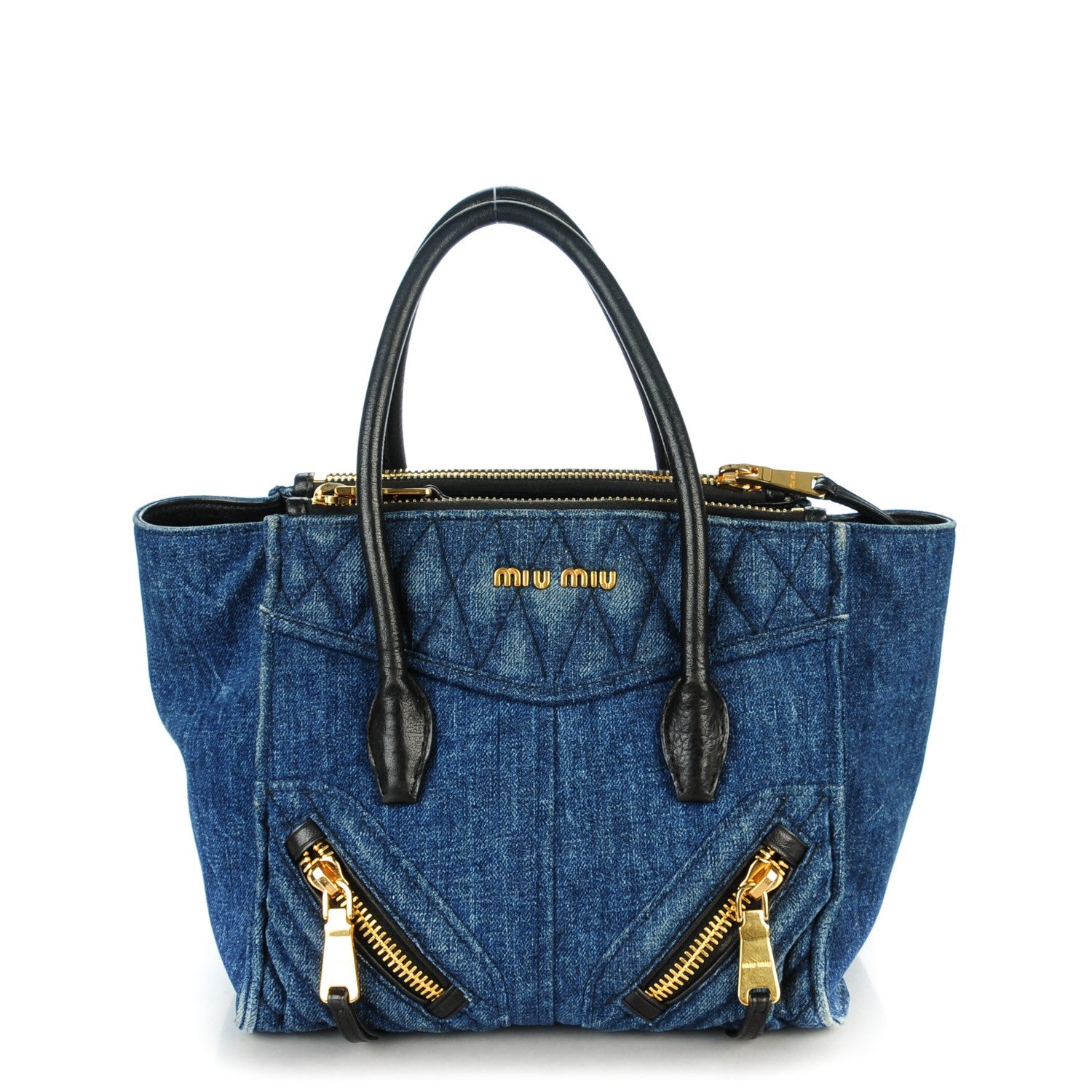 Miu Miu Denim Matelasse Biker Tote Avio 1 of 6