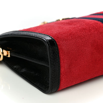 Gucci Suede Patent Web Small Ophidia Chain Shoulder Bag Hibiscus Red Black 8 of 9