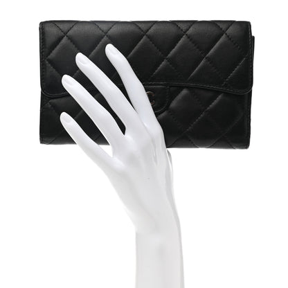 Chanel Lambskin Quilted Large Flap Wallet Black 2 of 13