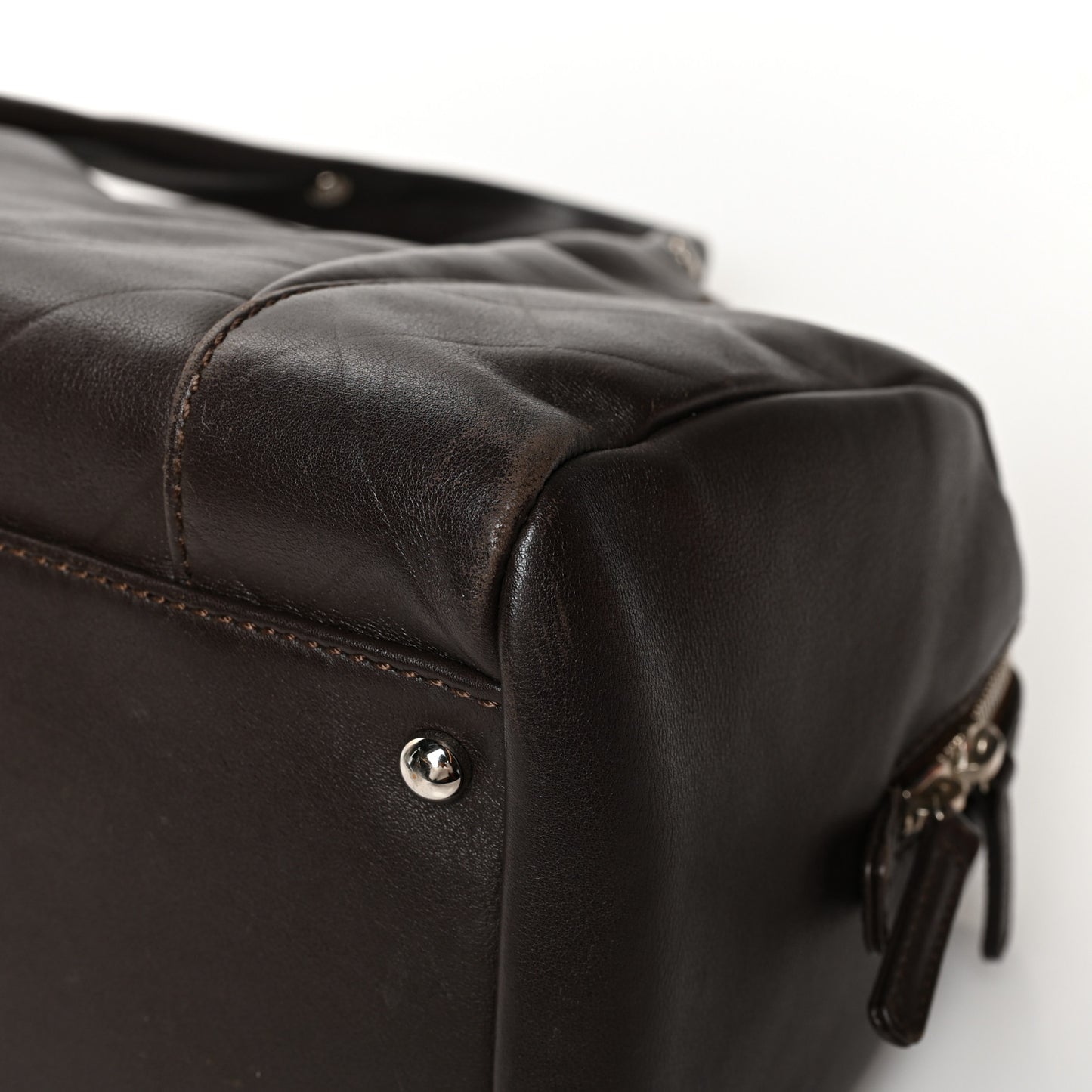 Calfskin Chevron CC All Day Long Boston Brown
