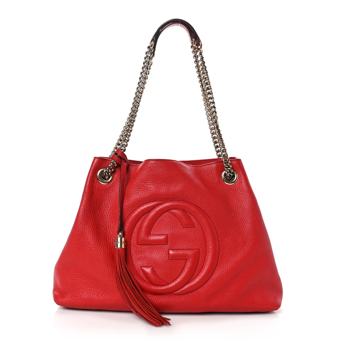 Pebbled Calfskin Medium Soho Chain Shoulder Bag Tabasco Red