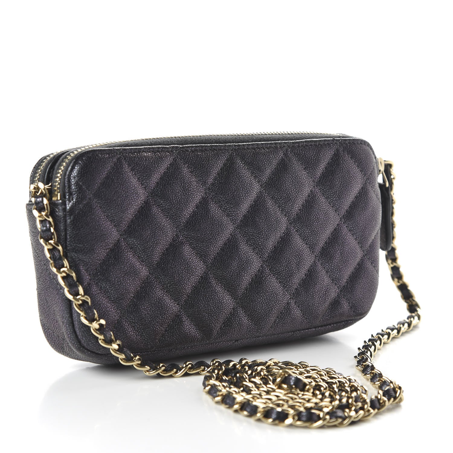 Chanel Iridescent Caviar Quilted Small Clutch With Chain Black 3 of 12