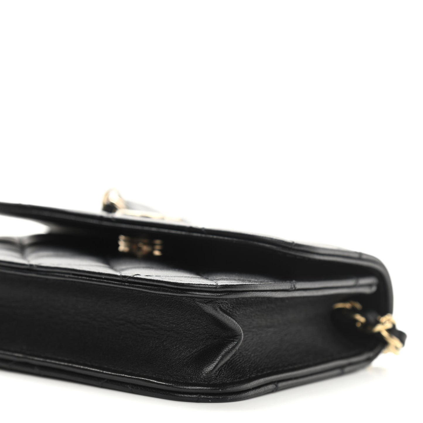 Lambskin Quilted Mini Coco Bow Clutch With Chain Black