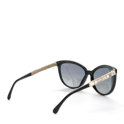 Chanel Crystal Baguette Polarized Cat Eye Bijou Sunglasses 5307-B Black 3 of 7