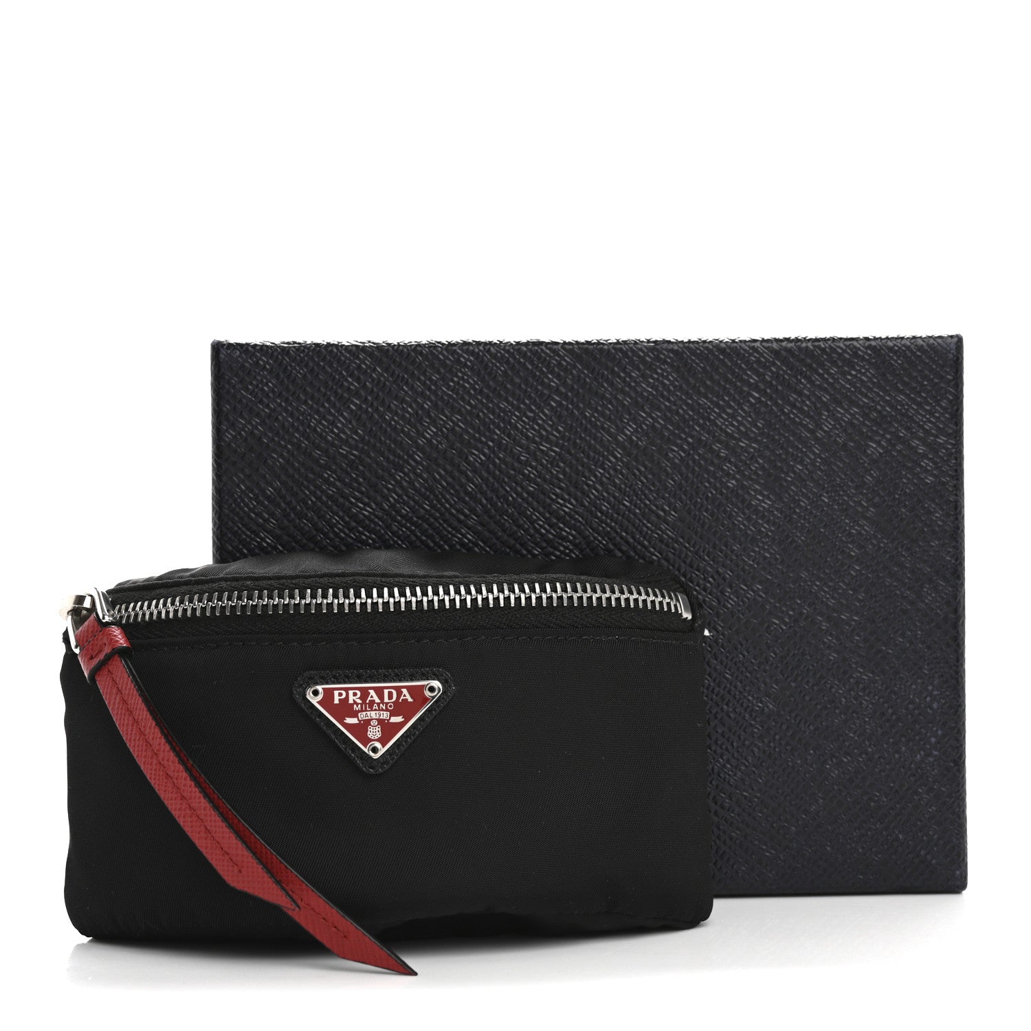 Prada Tessuto Nylon Pouch Black Fiery Red 11 of 11