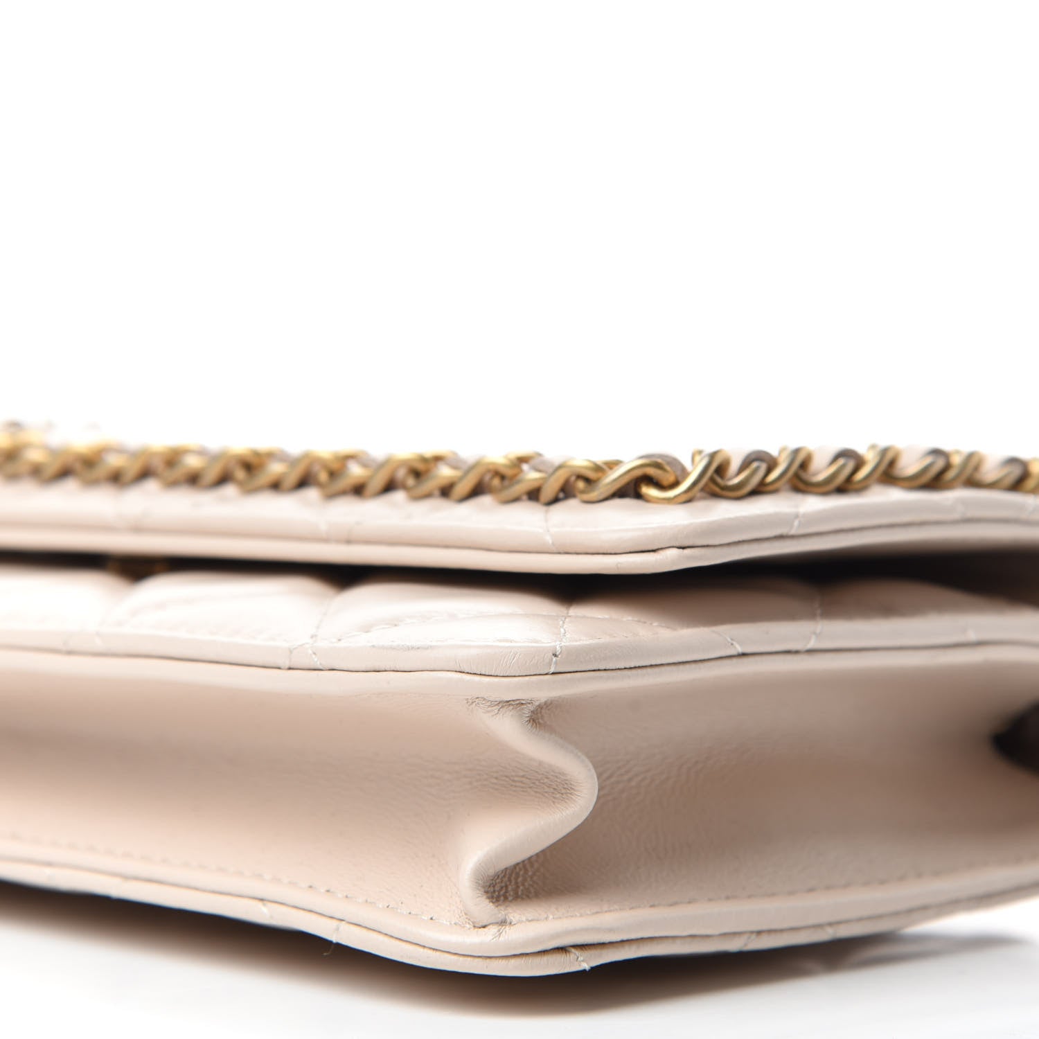 Chanel Lambskin Quilted Chain Around Wallet On Chain WOC Beige 7 of 13
