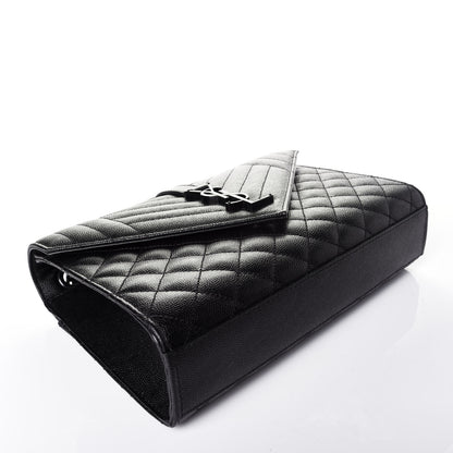 Saint Laurent Grain De Poudre Textured Mixed Matelasse Triquilt Medium Monogram Satchel Black 4 of 8