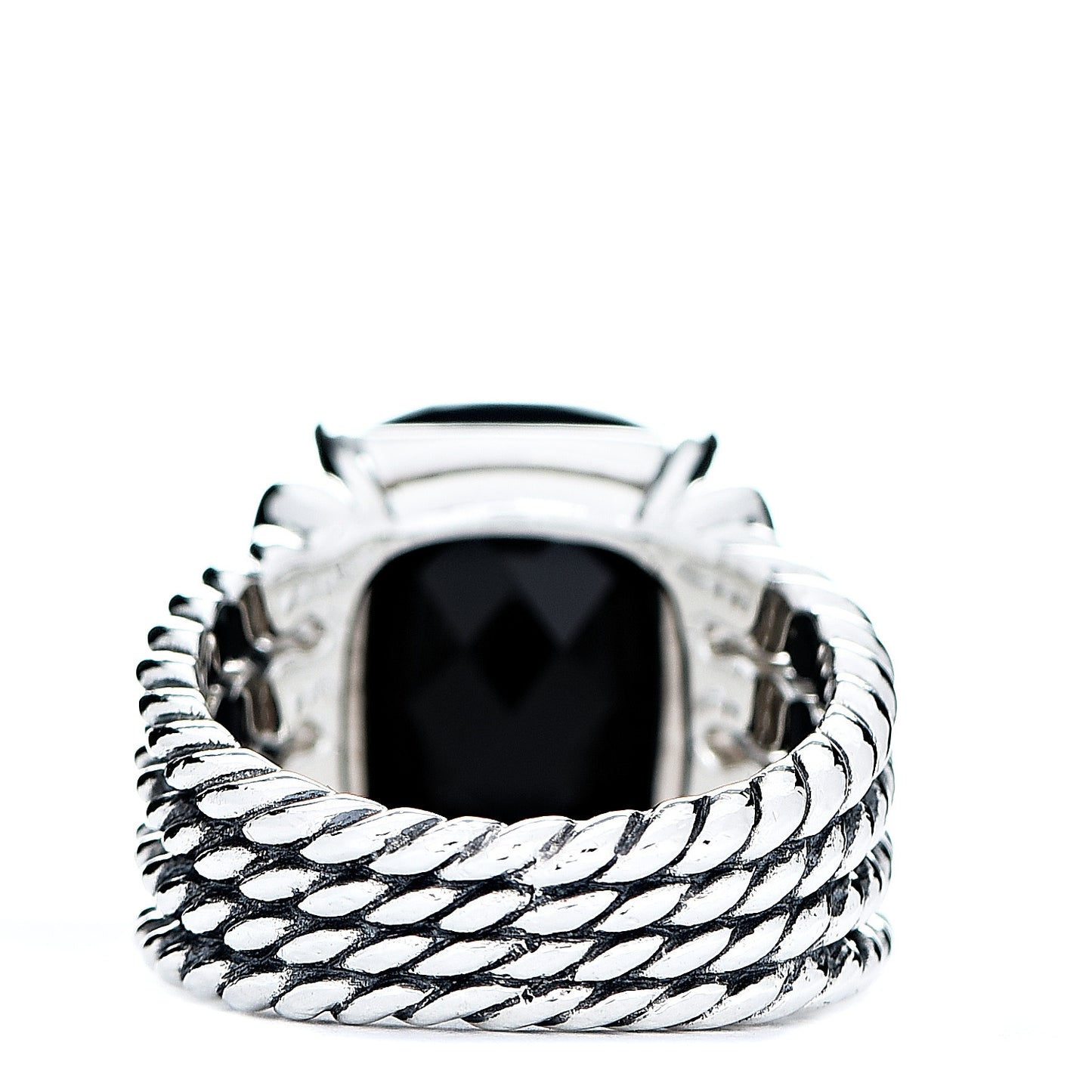 Sterling Silver Diamond Black Onyx 16mm Wheaton Ring 54 6.75