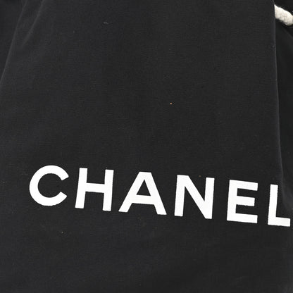 Chanel Canvas Drawstring Backpack Black White 7 of 9