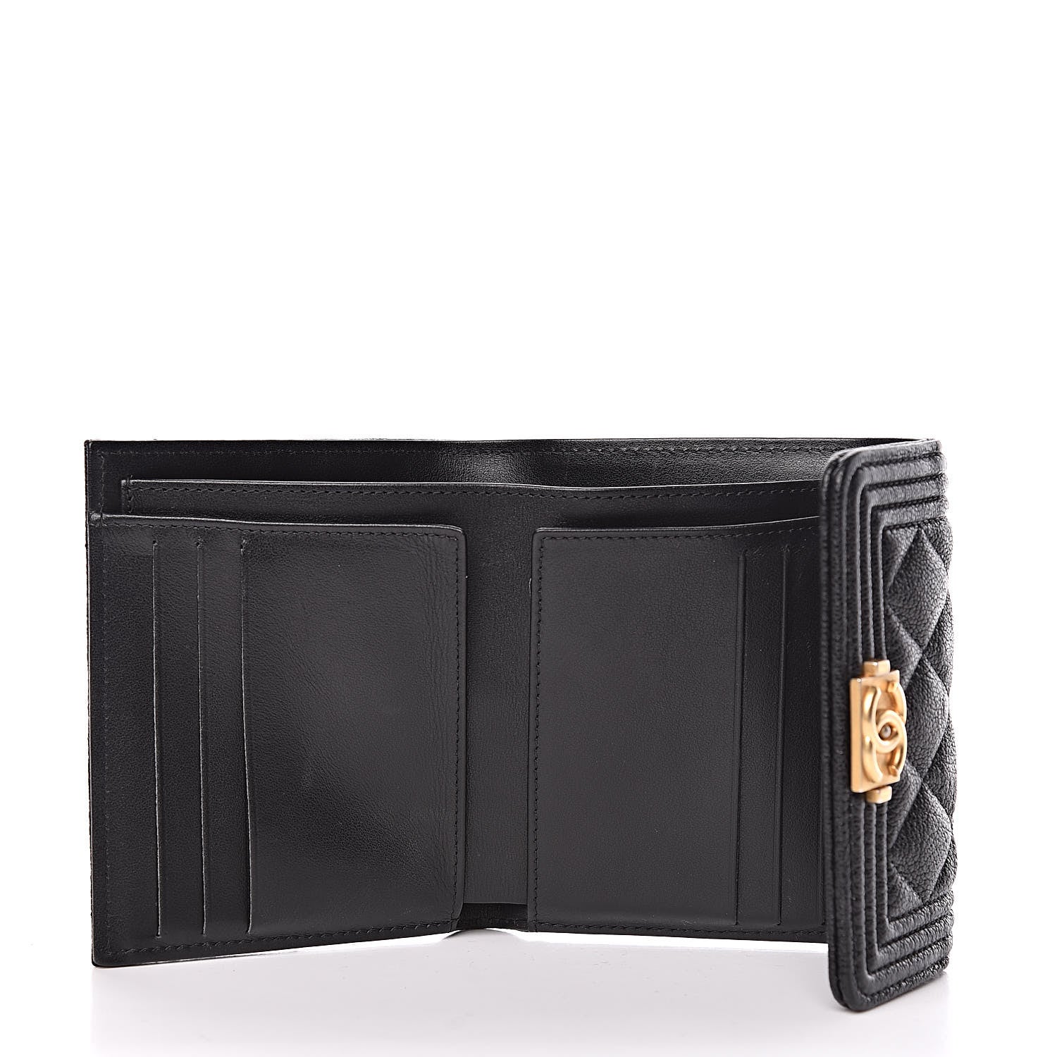 Chanel Caviar Quilted Compact Boy Wallet Black 5 of 11