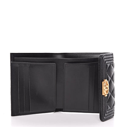 Chanel Caviar Quilted Compact Boy Wallet Black 5 of 11