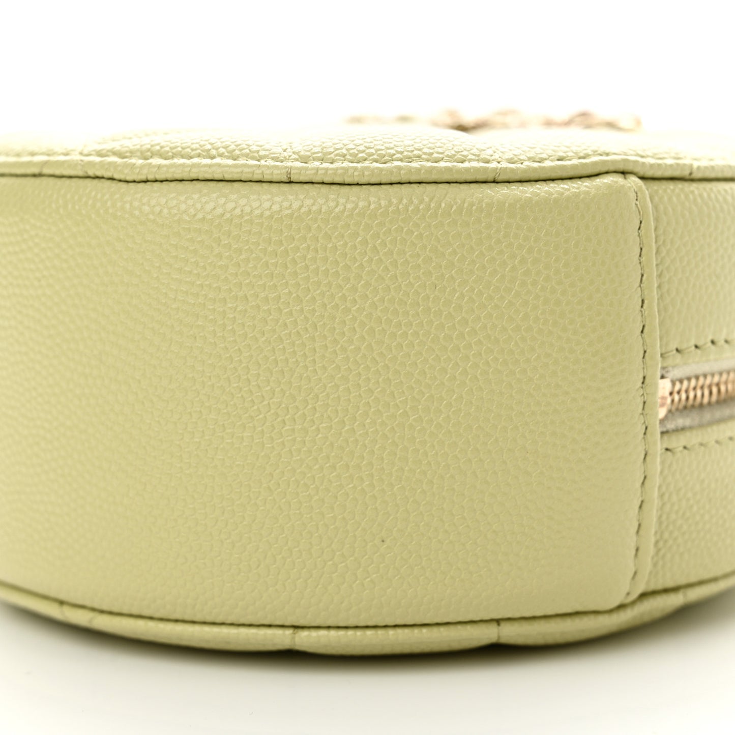 Caviar Quilted French New Wave Round Clutch With Chain Light Green