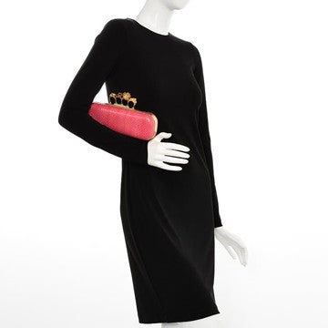 Alexander McQueen Python Knuckle Box Clutch Pink 2 of 7