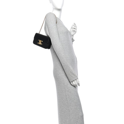 Celine Shiny Calfskin Triomphe Chain Shoulder Bag Black 2 of 13