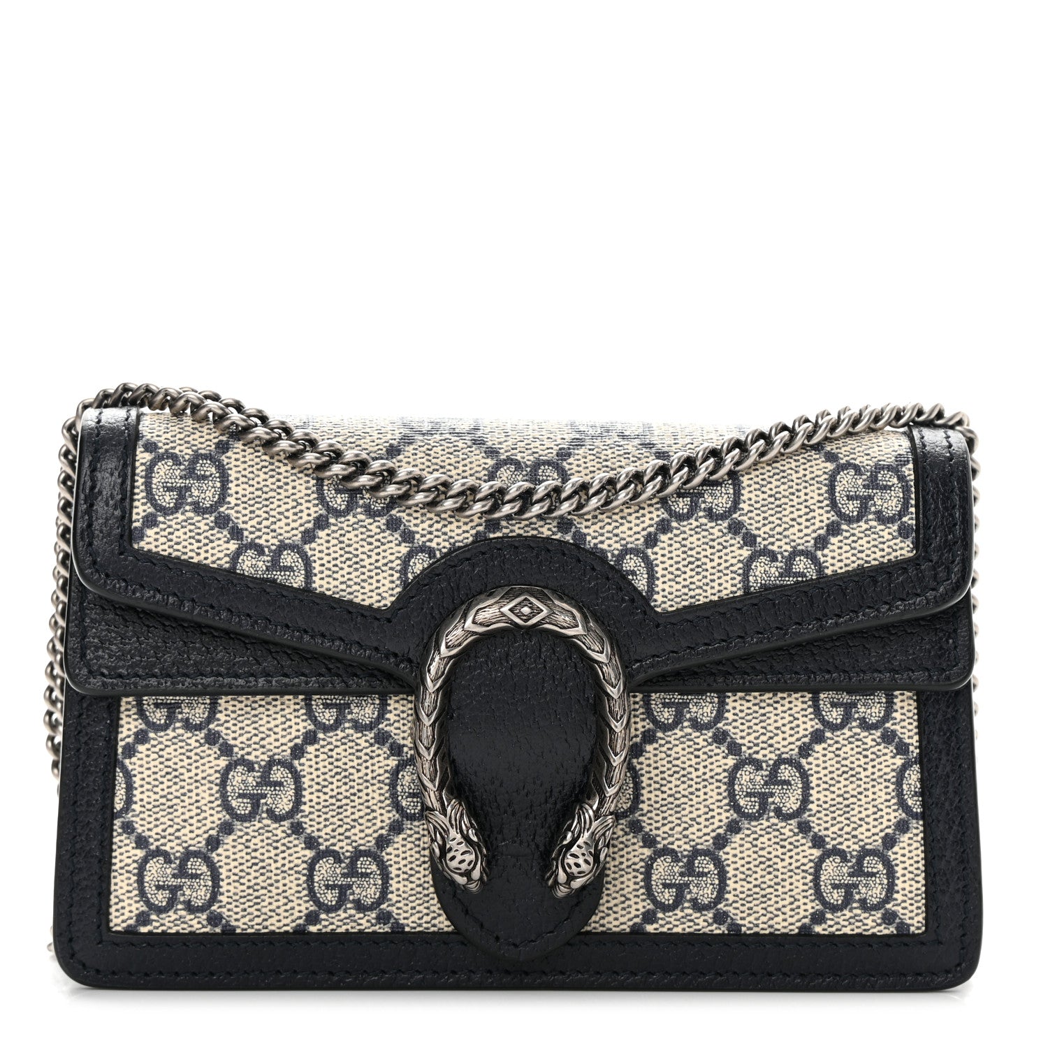 Gucci GG Supreme Monogram Textured Dollar Calfskin Super Mini Dionysus Shoulder Bag Beige Blue 1 of 12