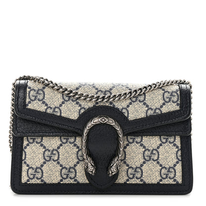 Gucci GG Supreme Monogram Textured Dollar Calfskin Super Mini Dionysus Shoulder Bag Beige Blue 1 of 12