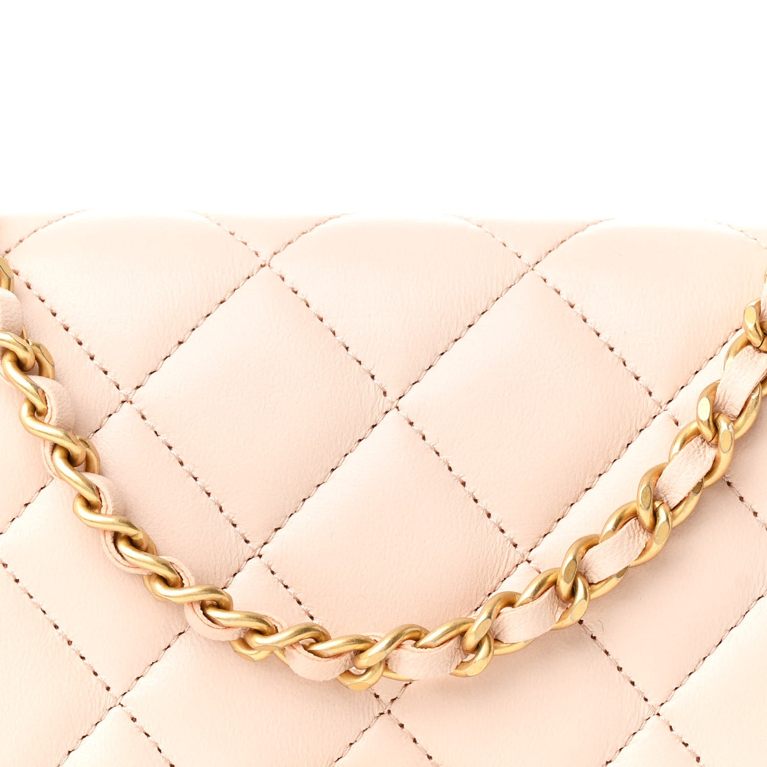 Chanel Lambskin Quilted CC Pearl Crush Wallet on Chain WOC Light Beige 9 of 14