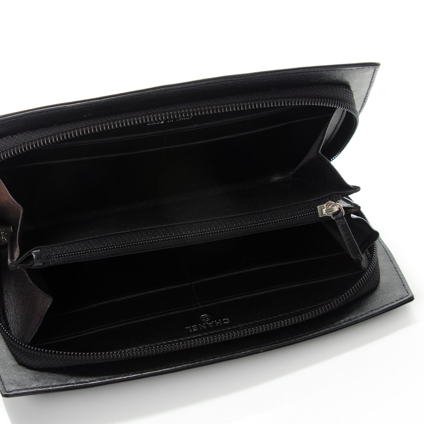 Patent Large CC Compact Zip Gusset Wallet Black
