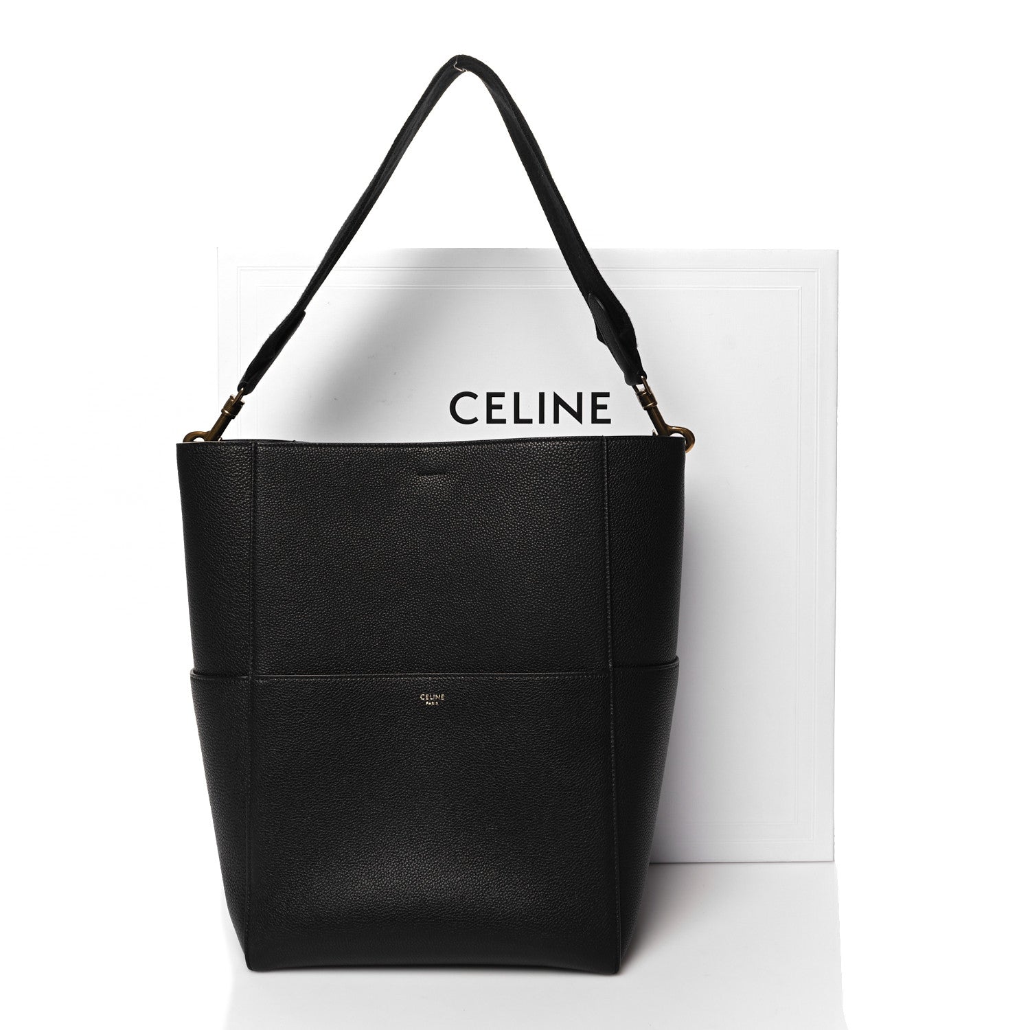 Celine Soft Grained Calfskin Sangle Bucket Bag Black 11 of 11