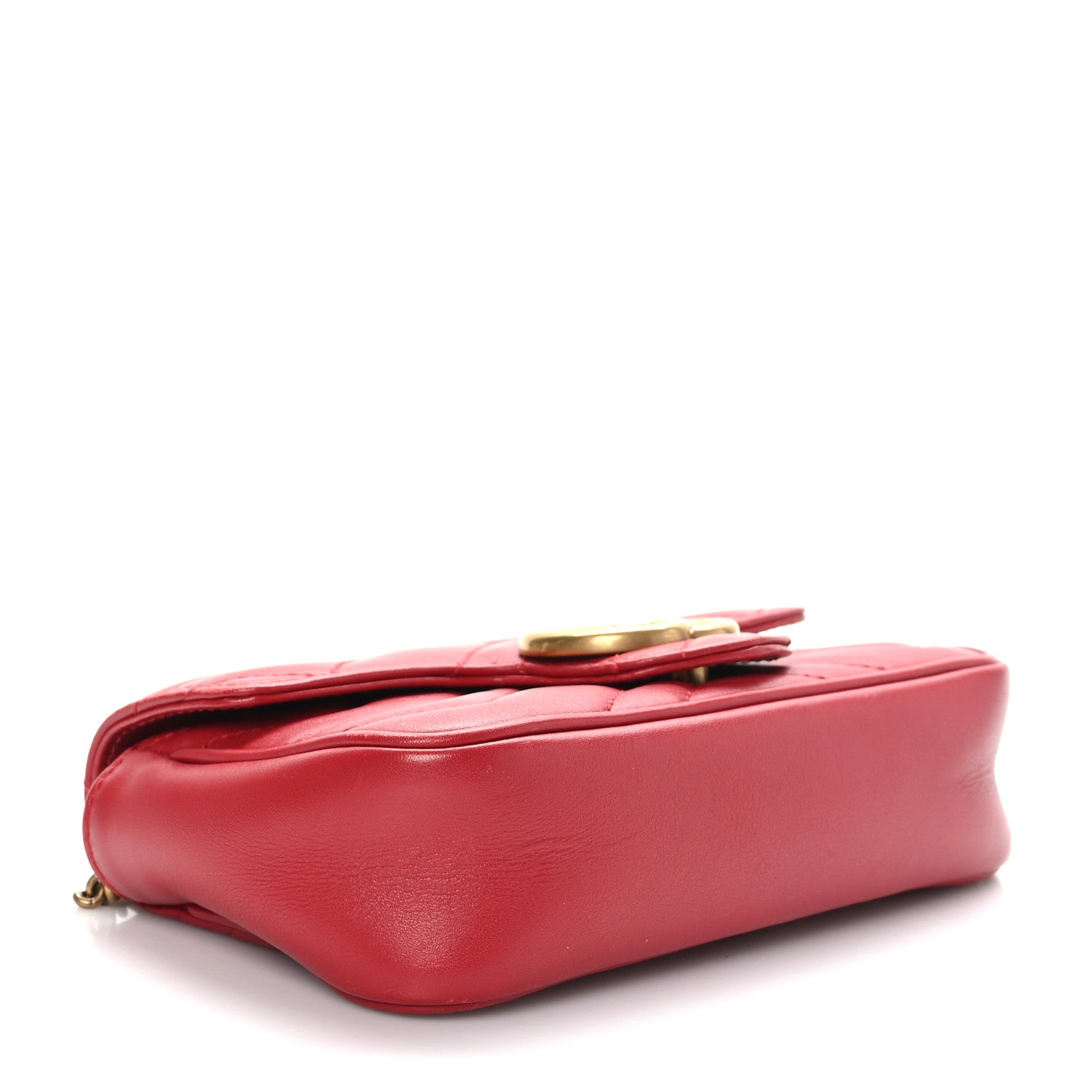 Gucci Calfskin Matelasse Super Mini GG Marmont Shoulder Bag Hibiscus Red 4 of 10