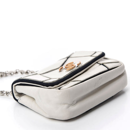 Chanel Calfskin Stitched Curve Mini Flap White Black 4 of 11