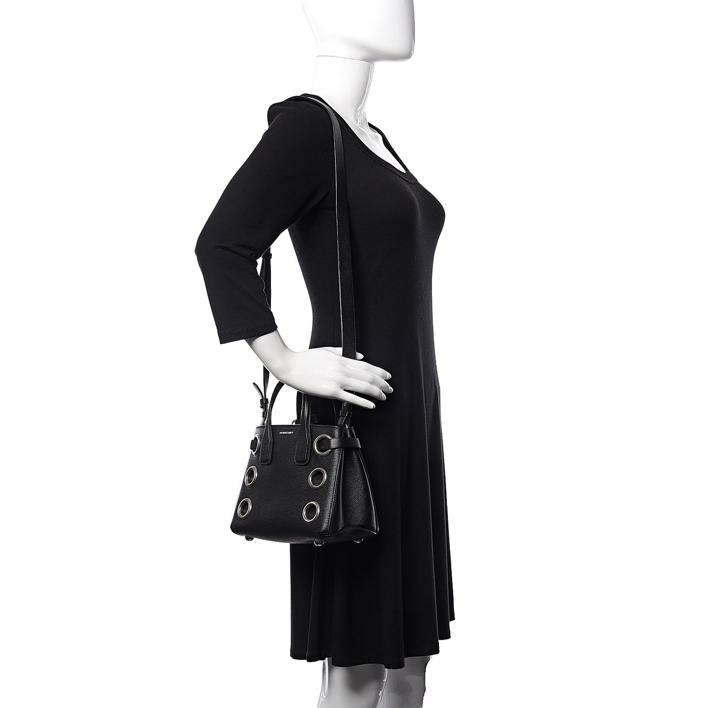 Grainy Calfskin House Check Grommet Baby Banner Tote Black