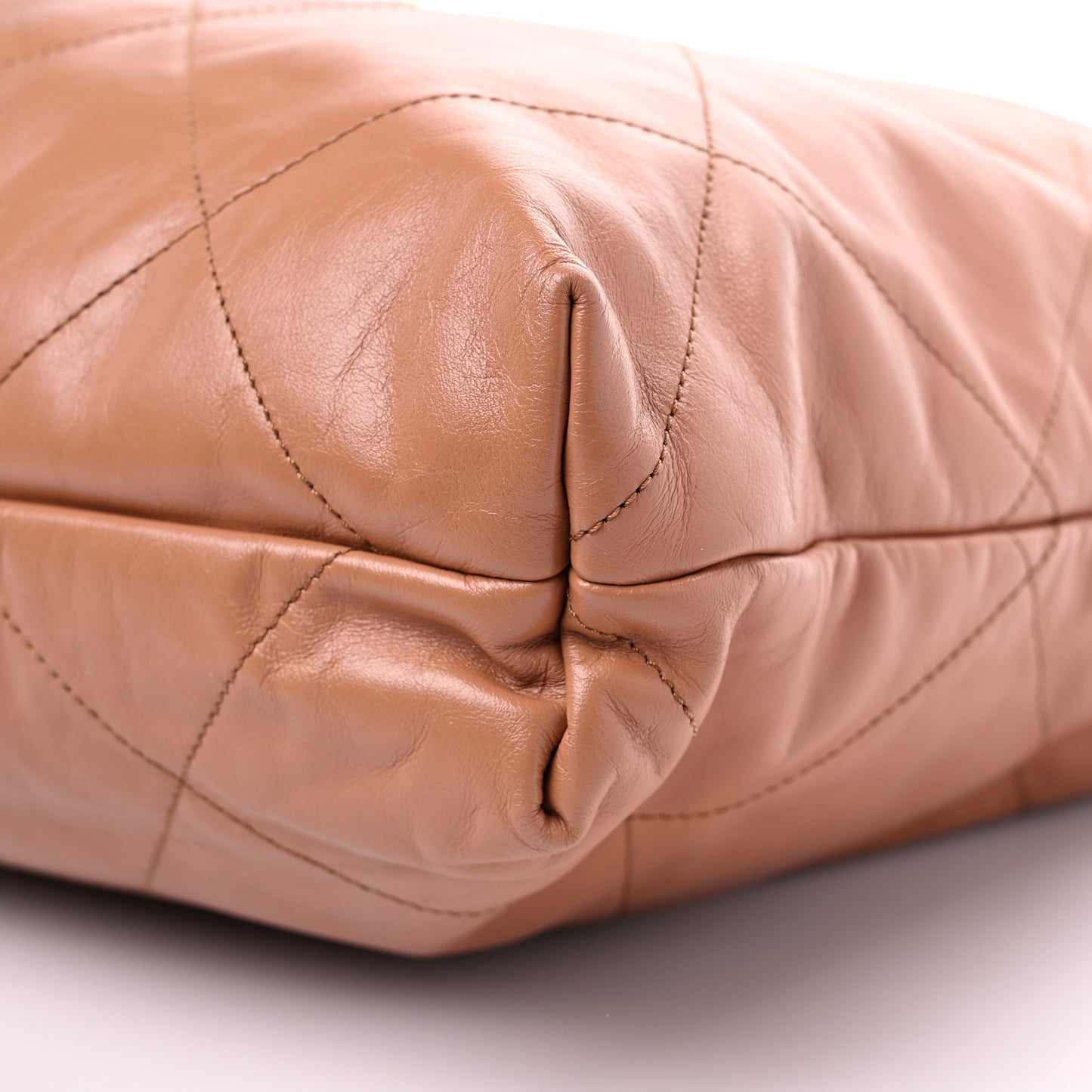 Shiny Calfskin Quilted Chanel 22 Camel