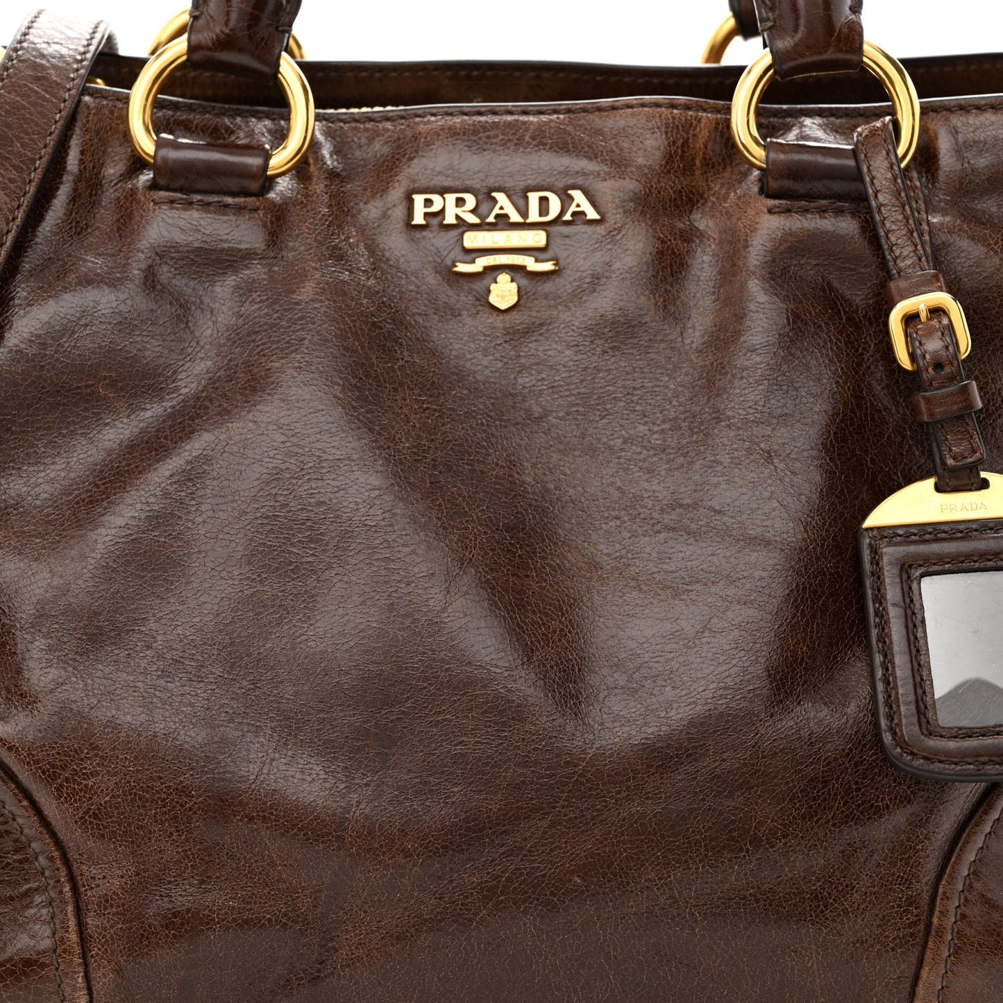 Vitello Shine Shopping Satchel Bruciato