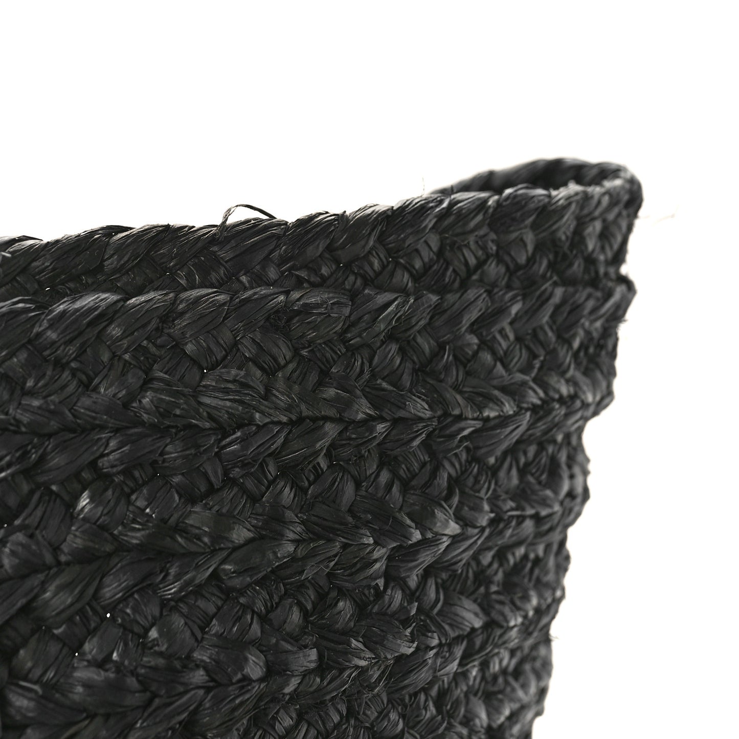 Raffia Calfskin Celtic Buckle Medium Panier Tote Black