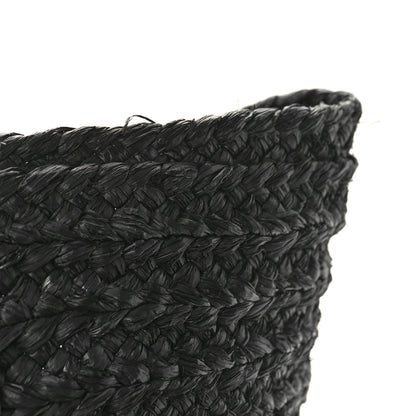 Saint Laurent Raffia Calfskin Celtic Buckle Medium Panier Tote Black 10 of 11