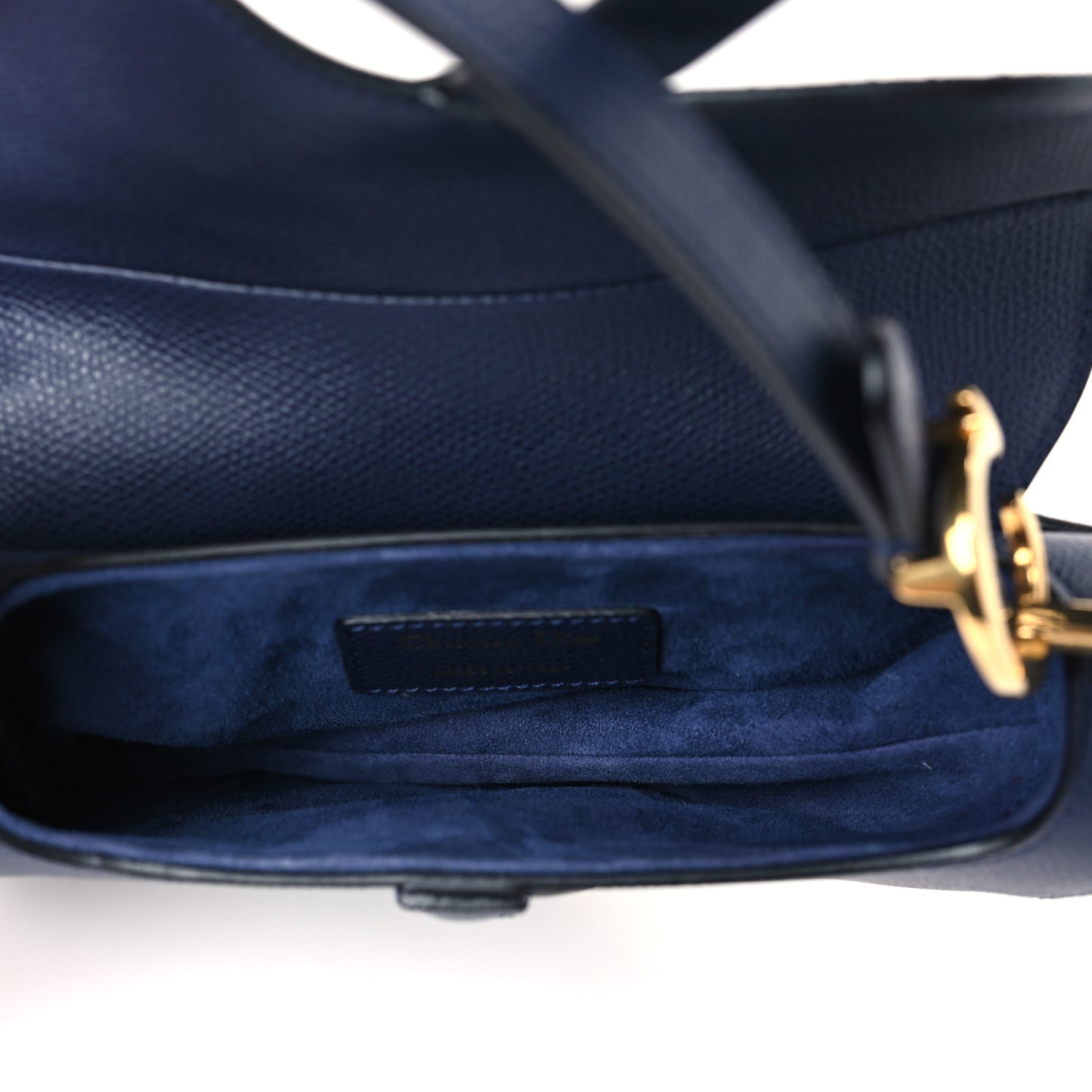 Grained Calfskin Mini Saddle Bag Navy
