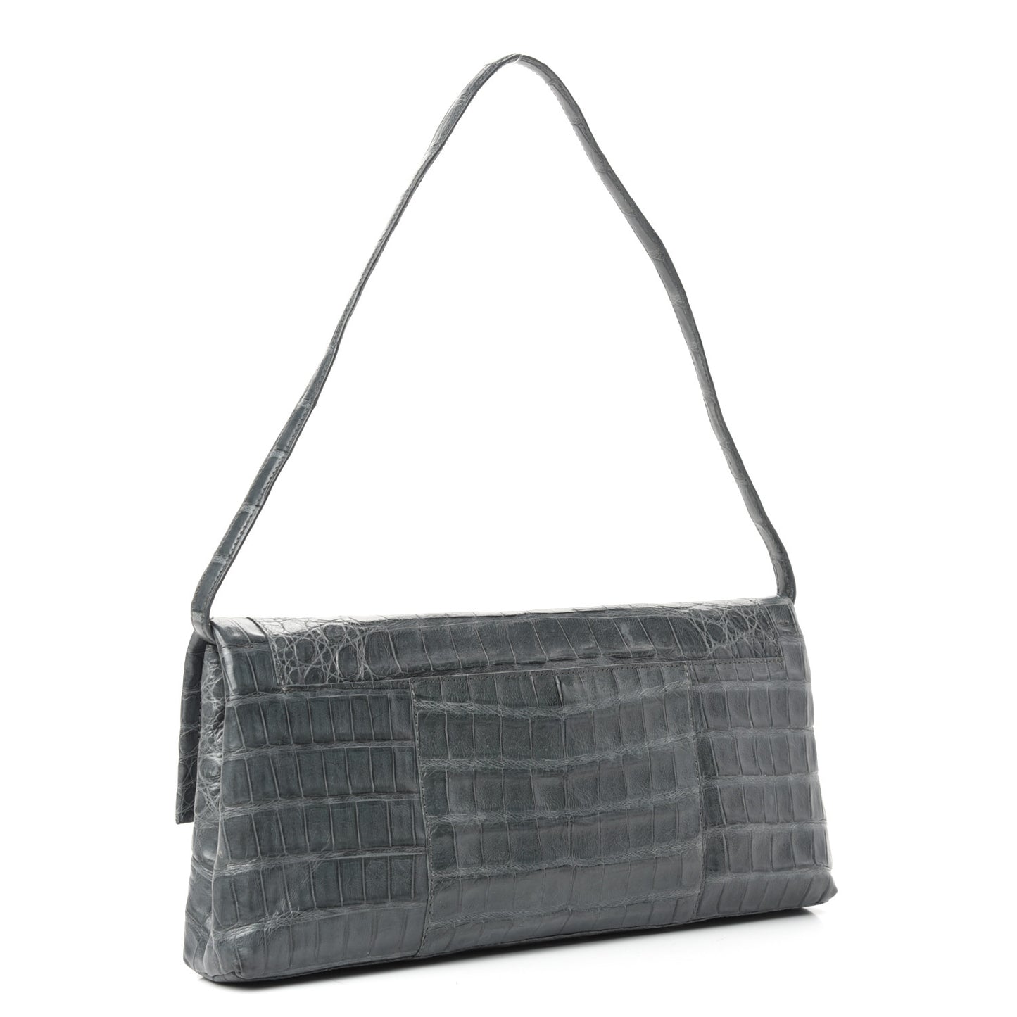 Crocodile Gotham Flap Clutch Grey