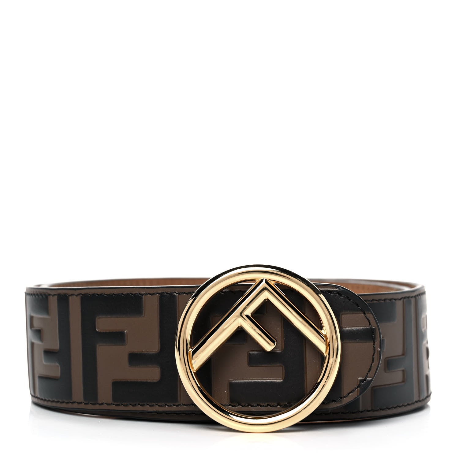 Fendi Vitello F is Fendi Bi-Color FF 1974 Embossed Belt 80 32 Maya Black 1 of 6