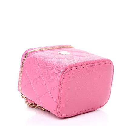 Chanel Caviar Quilted Mini Vanity Case With Chain Pink 3 of 10