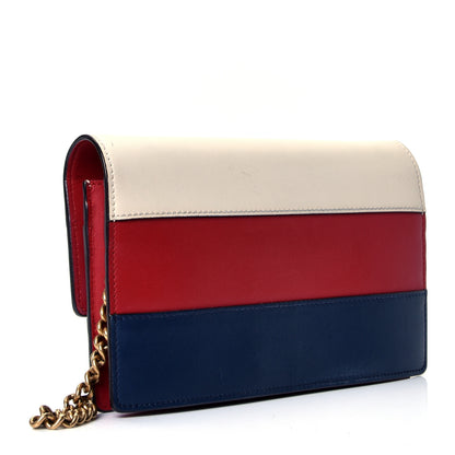 Gucci Calfskin Queen Margaret Chain Wallet Blue Agata Hibiscus Red Mystic White 2 of 4