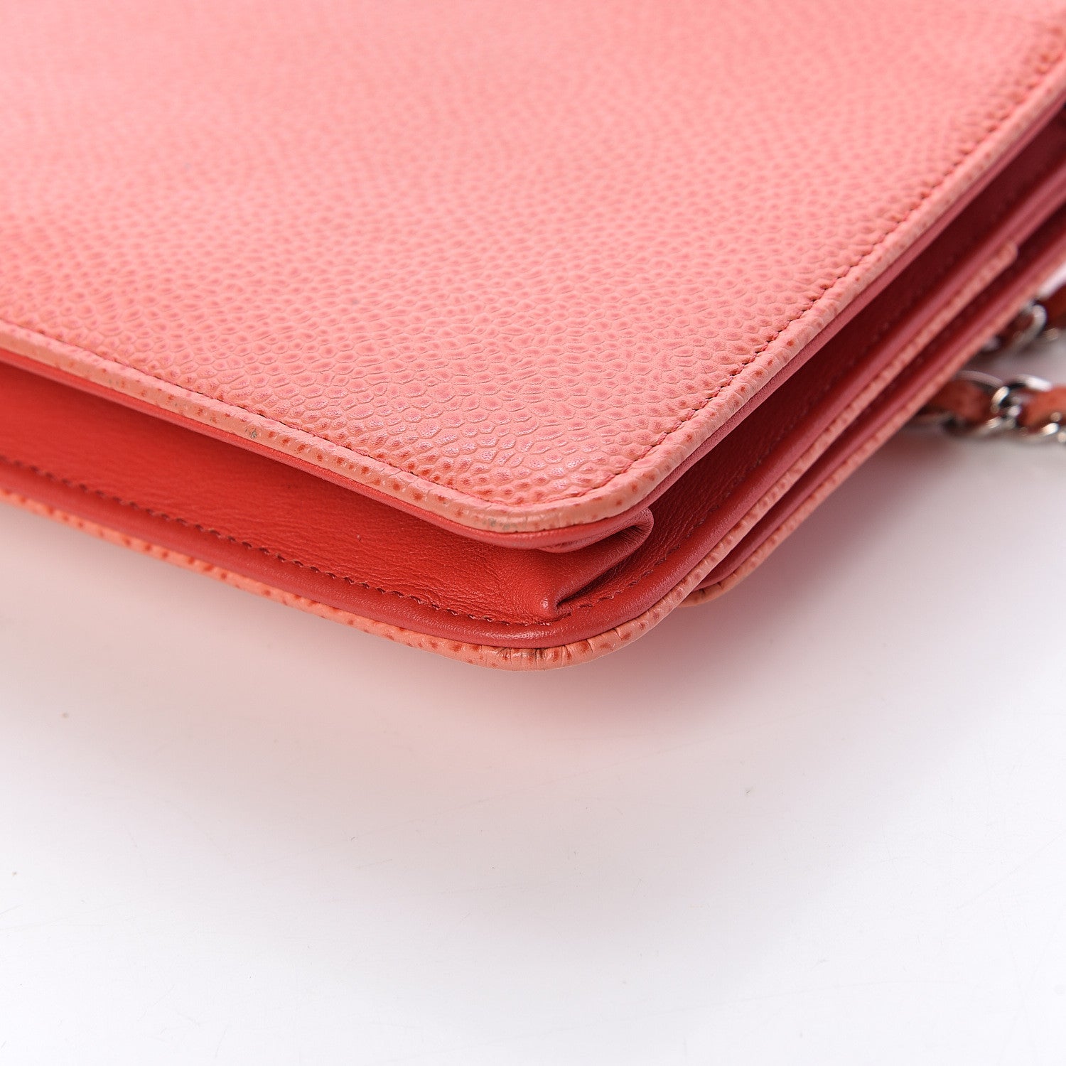 Chanel Caviar Timeless CC Wallet On Chain WOC Light Red 13 of 21