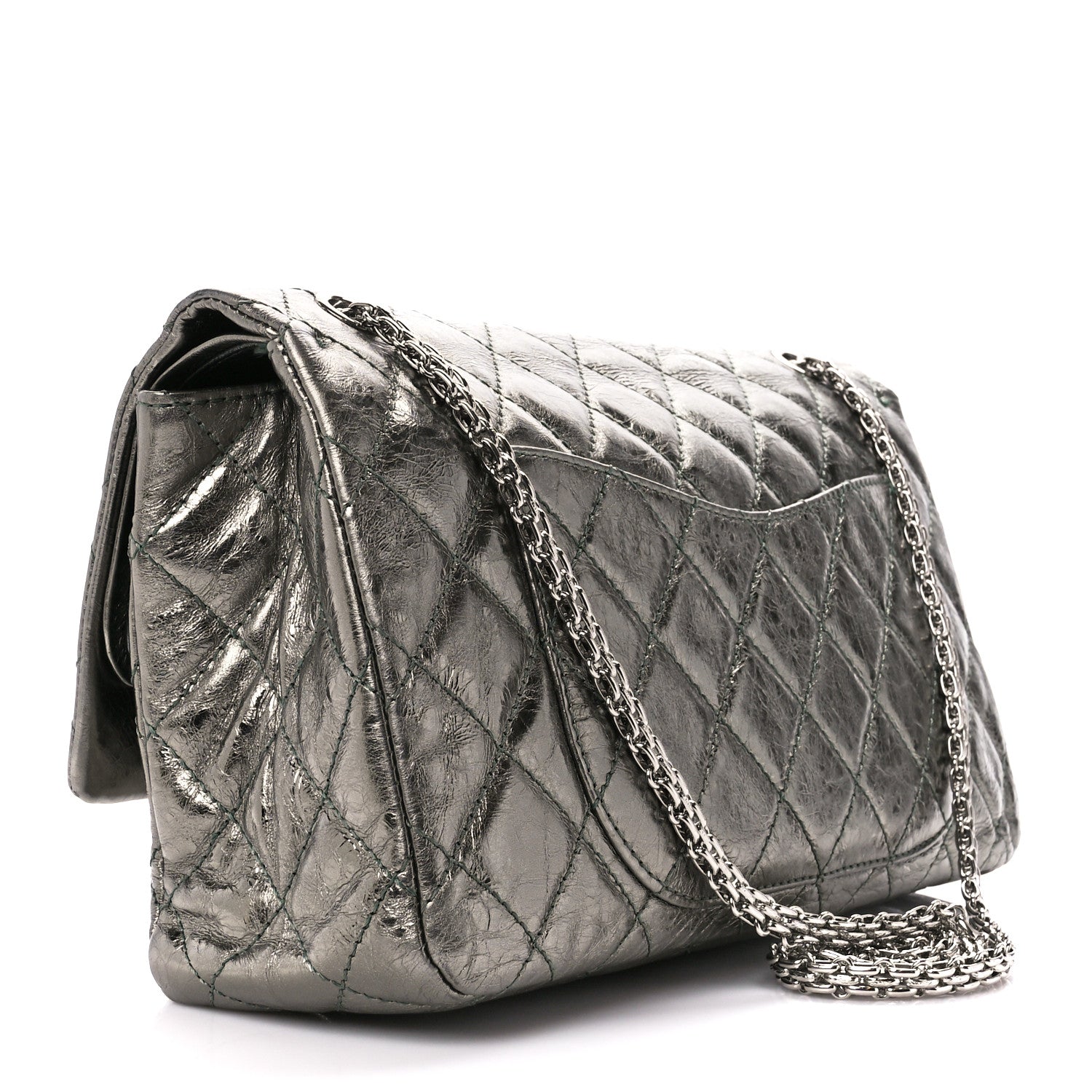 Chanel Metallic Aged Calfskin Quilted 2.55 Reissue 227 Flap Dark Green 3 of 11