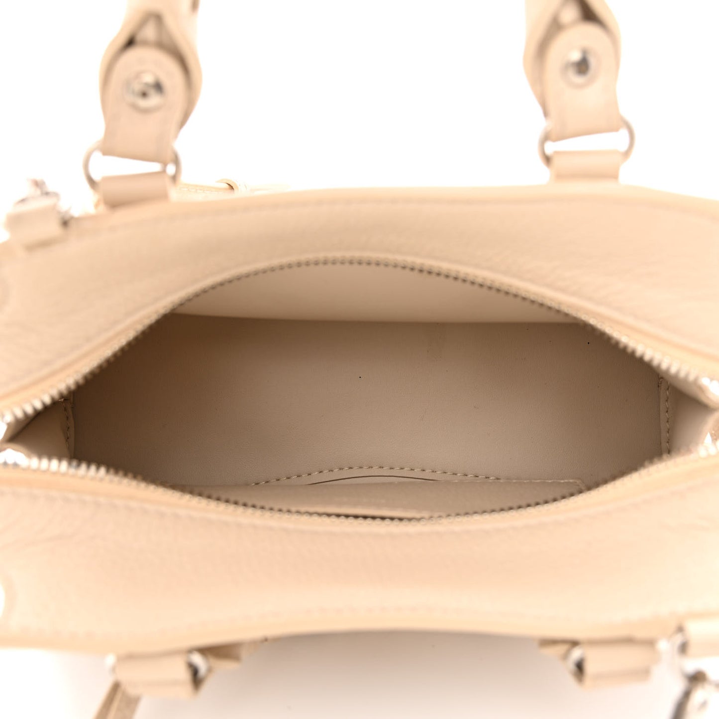 Grained Calfskin Neo Classic Silver Hardware Mini City Cream