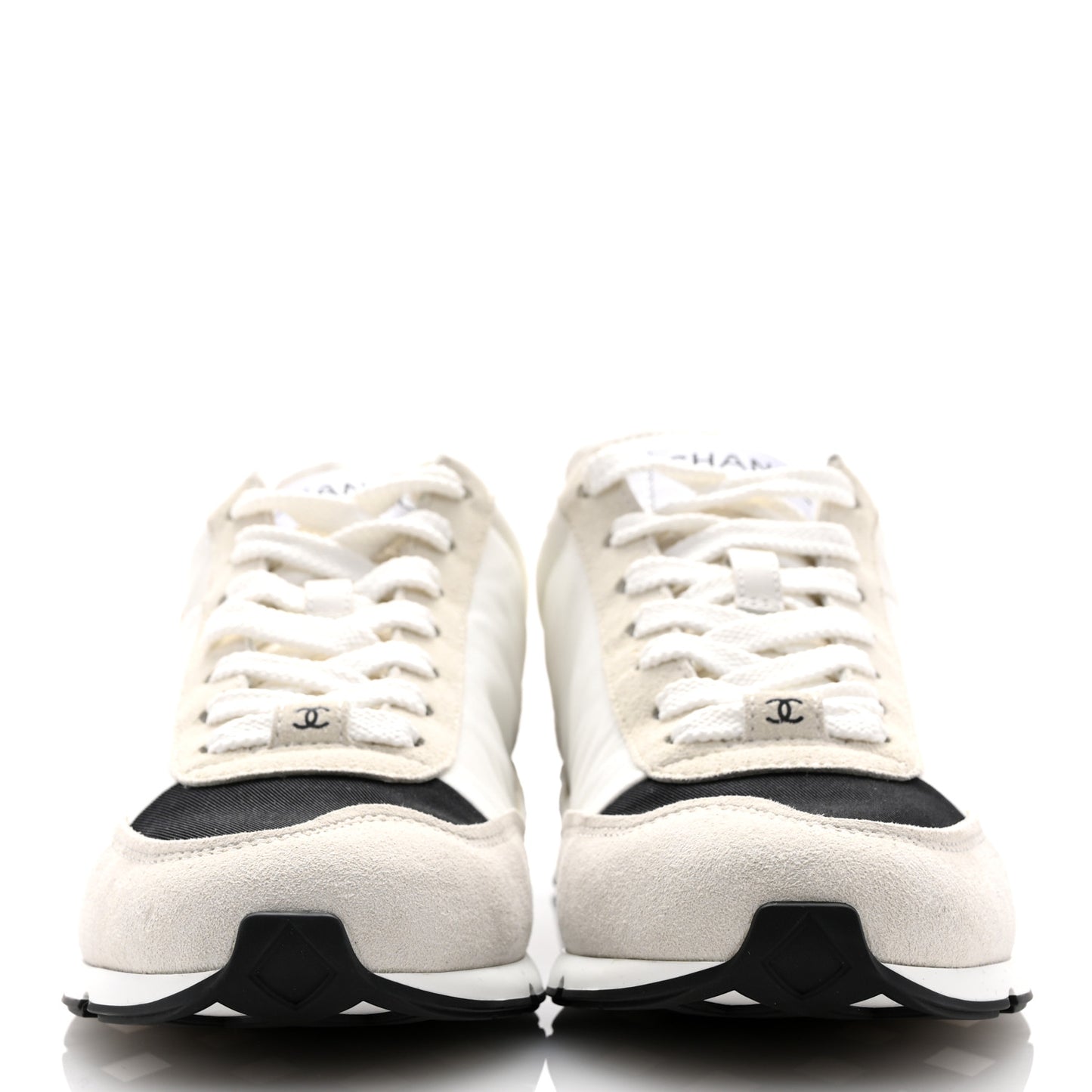 Nylon Suede Kidskin Calfskin Logo Sneakers 39 White Black