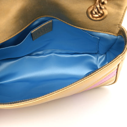 Gucci Metallic Calfskin Matelasse Mini GG Marmont Shoulder Bag Gold Pink 5 of 10