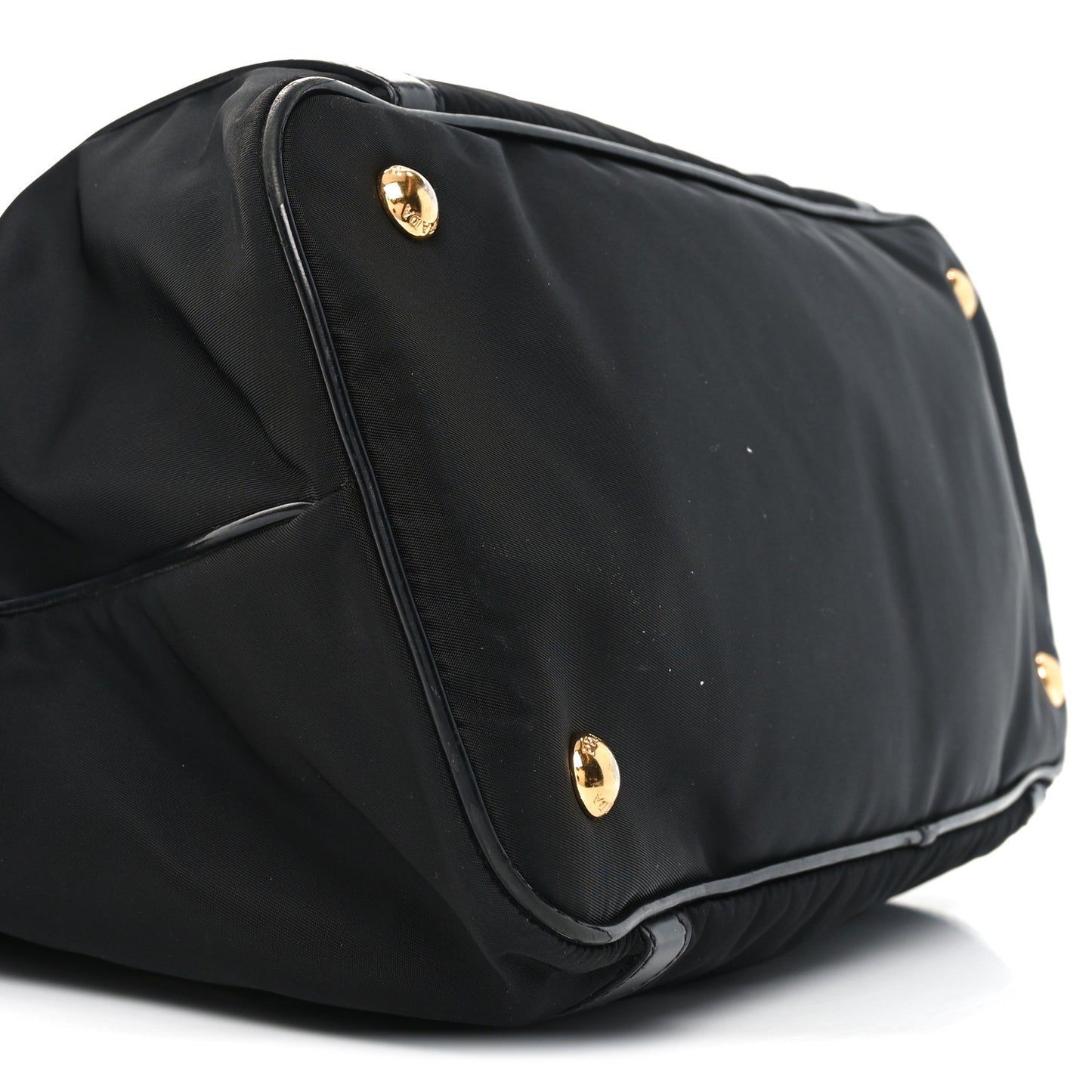 Tessuto Nylon Calfskin Dome Satchel Black