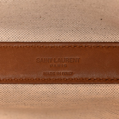 Saint Laurent Canvas Smooth Calfskin Universite North South Foldable Tote Naturel Brick 8 of 18