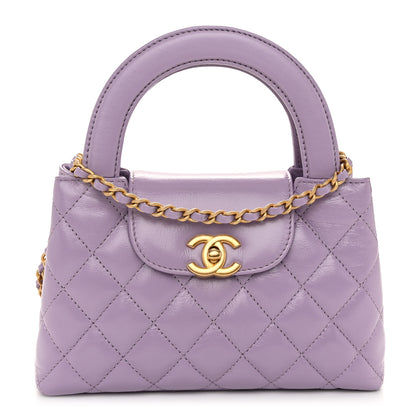 Chanel Shiny Aged Calfskin Quilted Nano Kelly Shopper Lilac 1 of 11