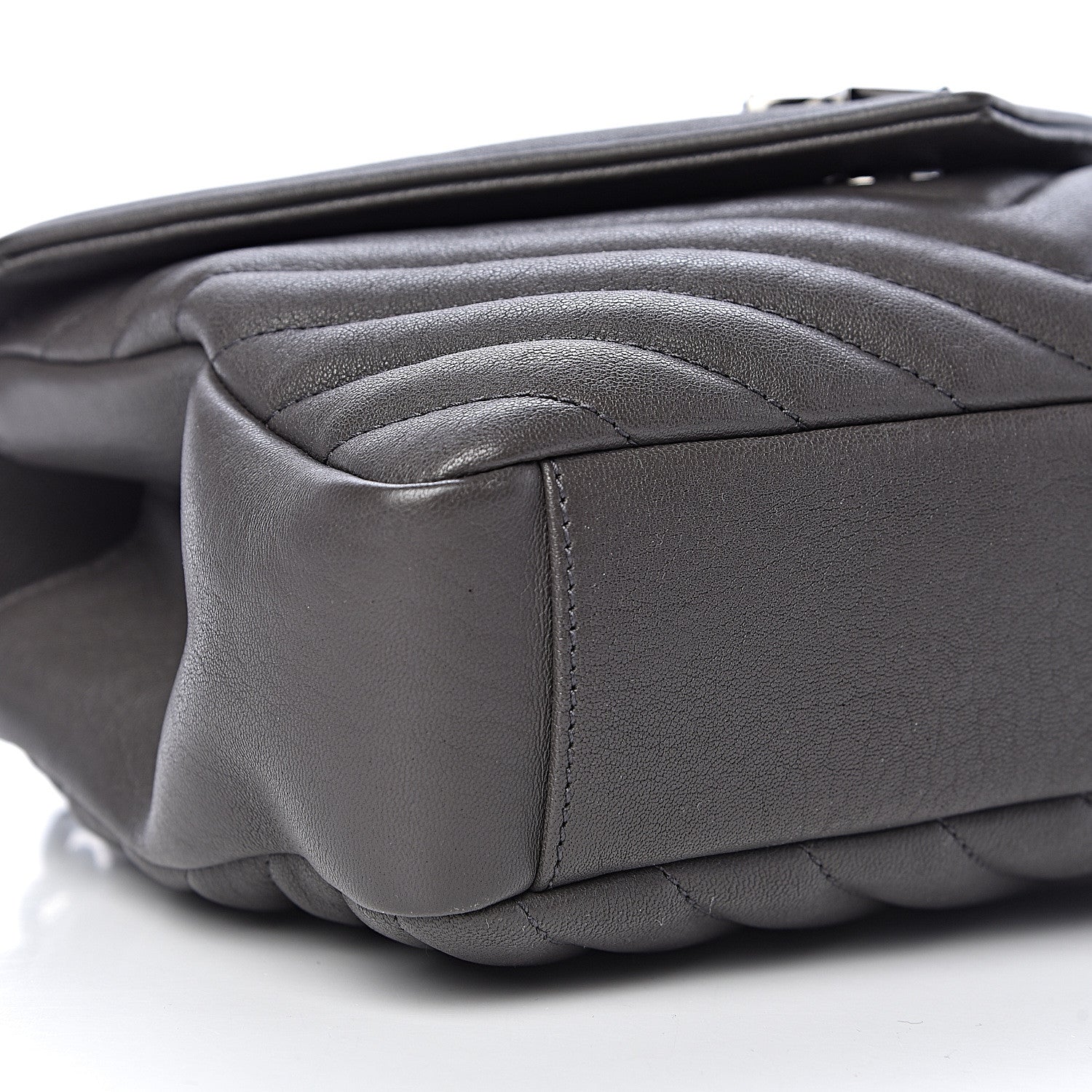 Saint Laurent Sheepskin Matelasse Chevron Monogram Medium College Bag Asphalt 7 of 9